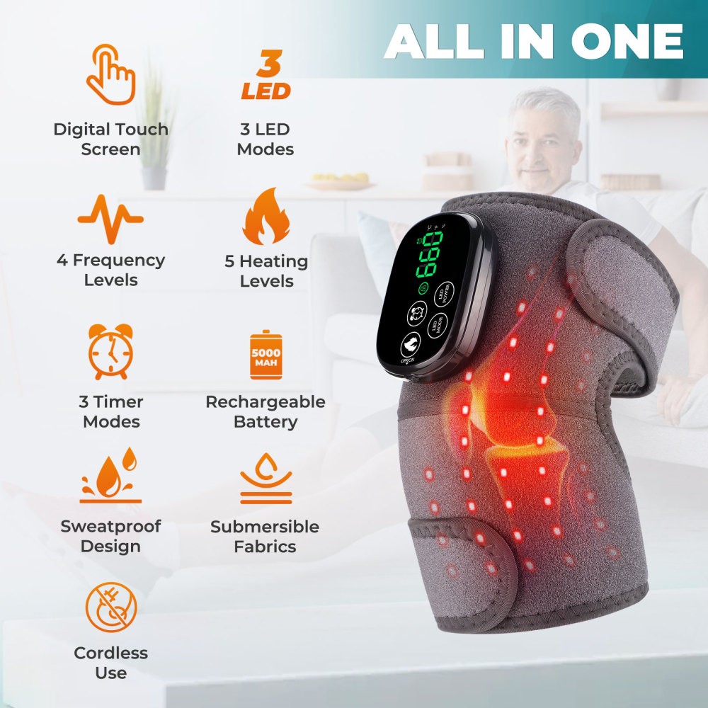 660nm & 850nm Red Light Therapy Infrared Heated Knee Brace Wrap for Pain Relief