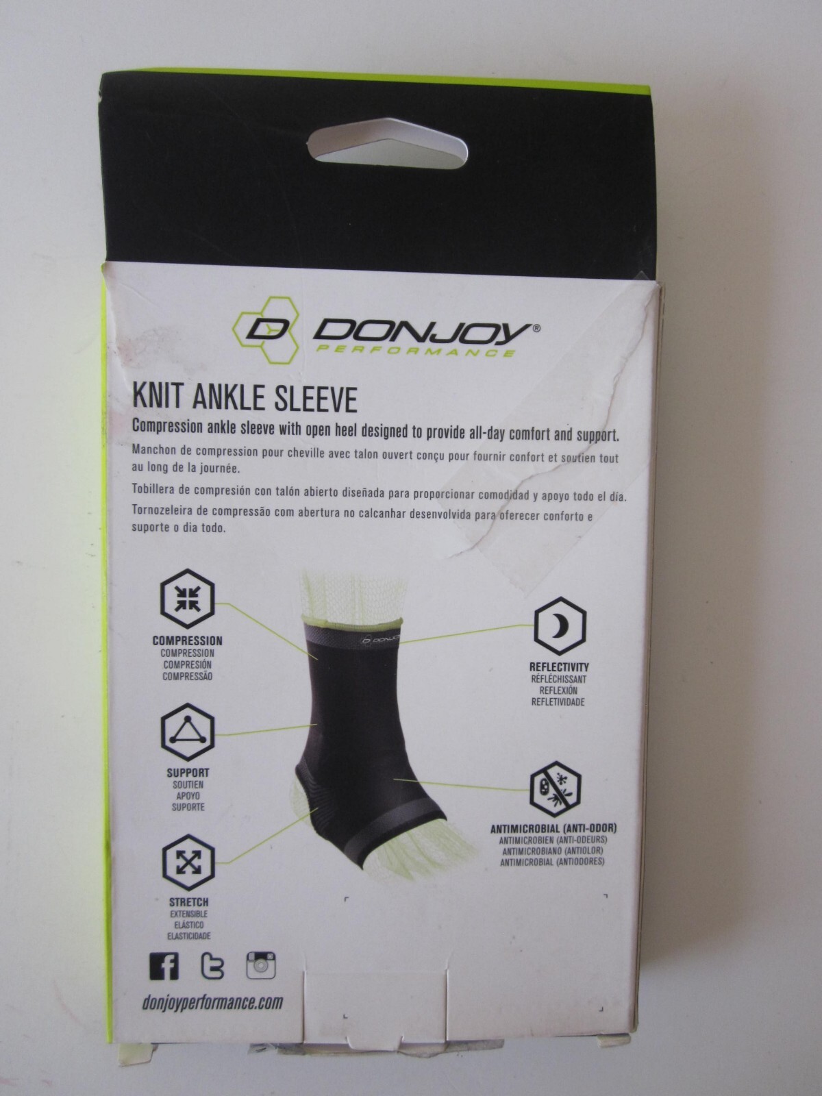 DonJoy Performance Knit Ankle Sleeve Lightweight Ideal for Mild Ankle Sprains L