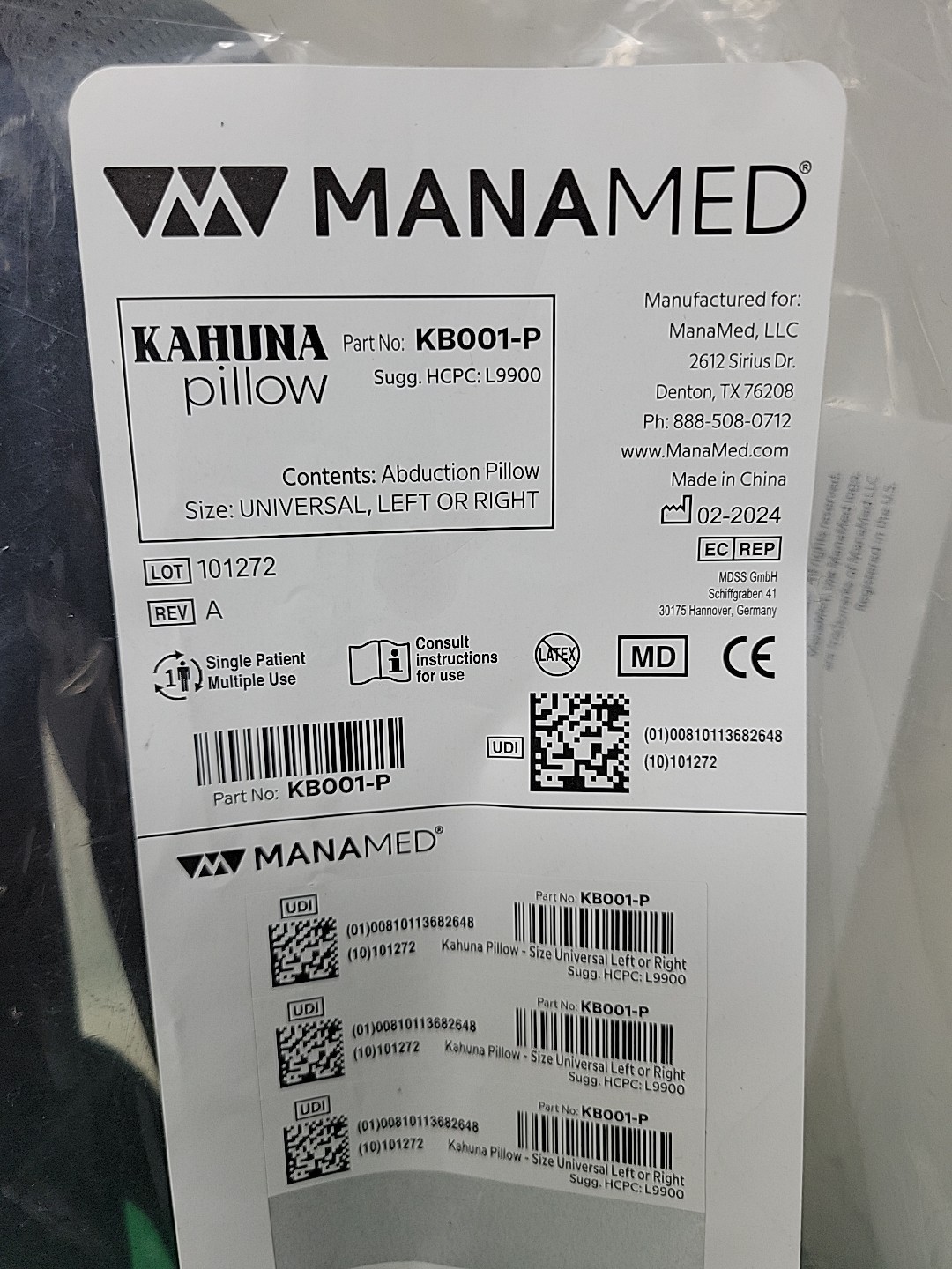 ManaMed Kahuna Abduction Pillow #KB001-P – No Box