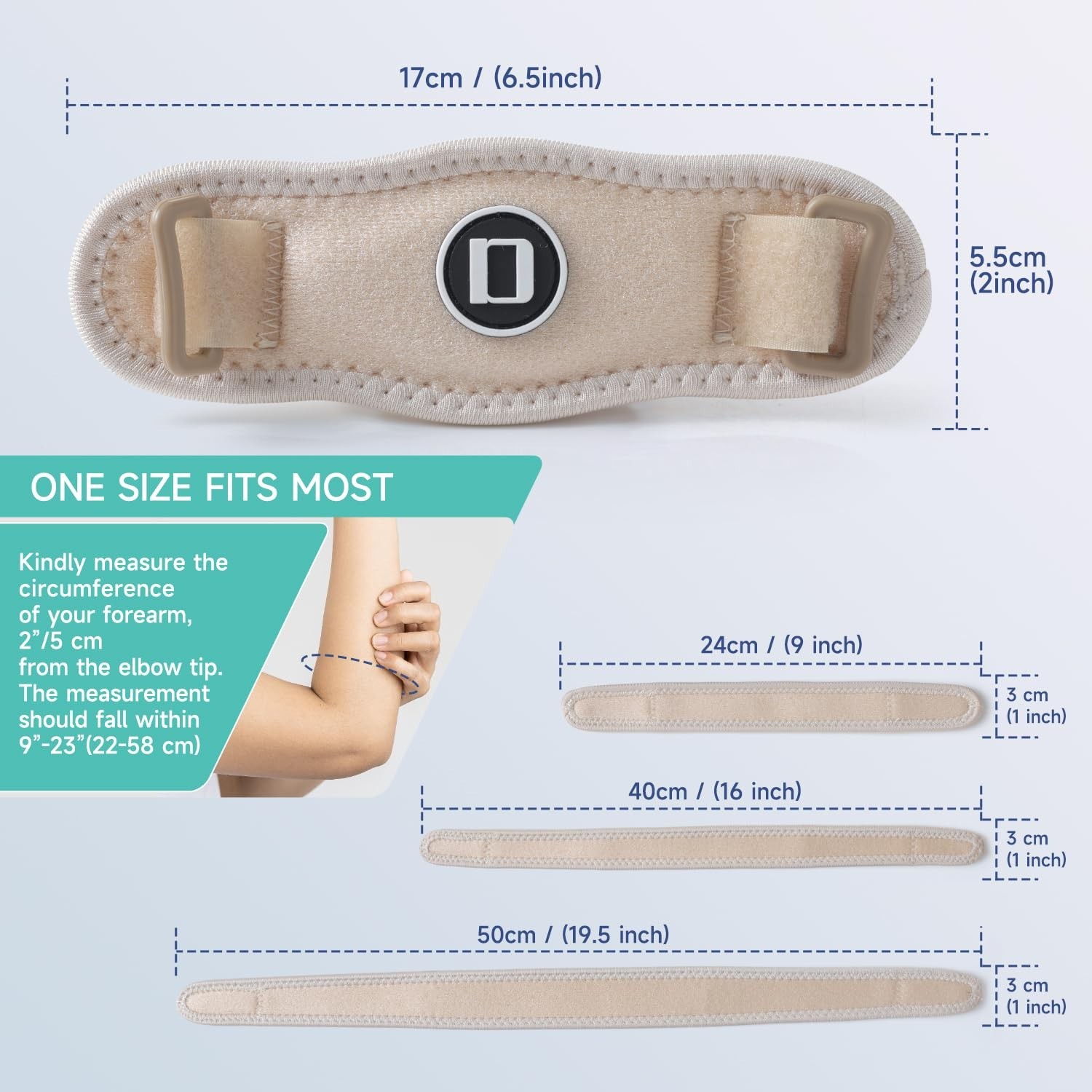 Adjustable Tennis Elbow Brace & Golfer Elbow Strap, Compression Pad, 2 Pack
