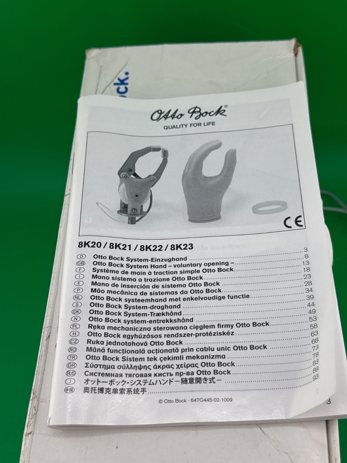 Otto Bock System prosthetic, 8k23=L8, size 8, left hand. New