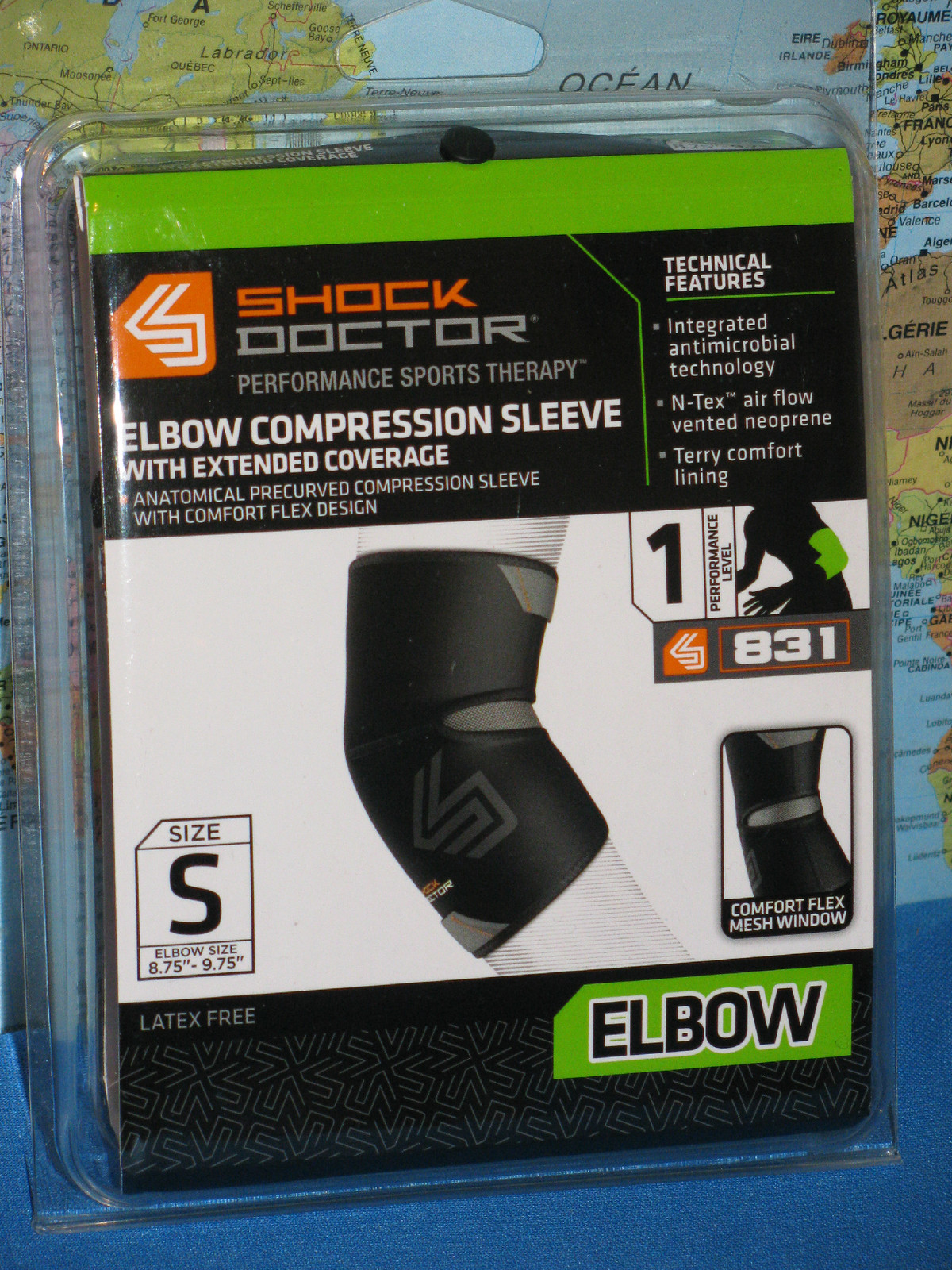 ELBOW COMPRESSION SLEEVE with EXTENDED COVERAGE SHOCK DOCTOR SIZE S *BRAND NEW*