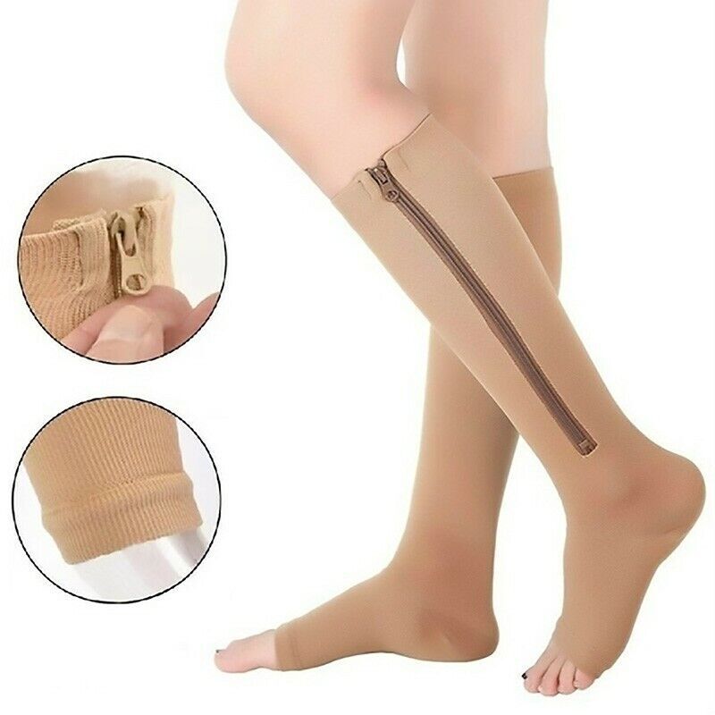 Copper Zipper Compression Socks Knee Support Compression Stockings 15-20mmHg US-