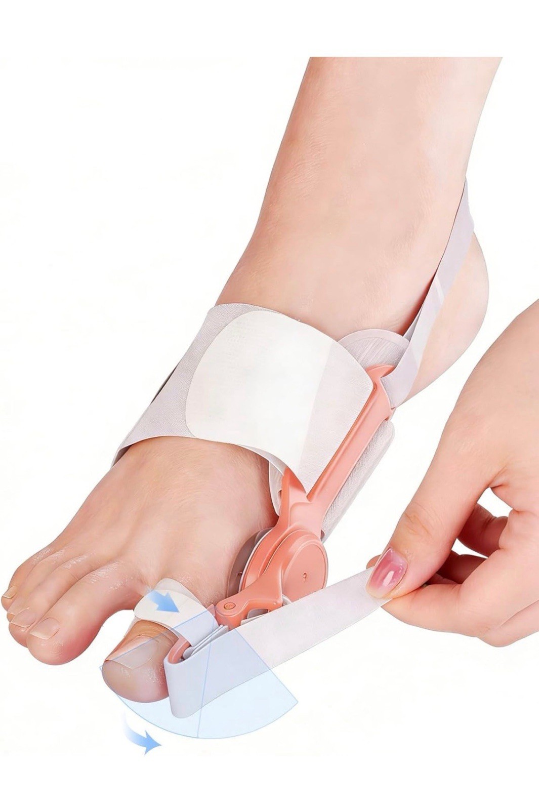 Ashomie Adjustable Toe Corrector Orthopedic Brace for Toe Alignment White Pink