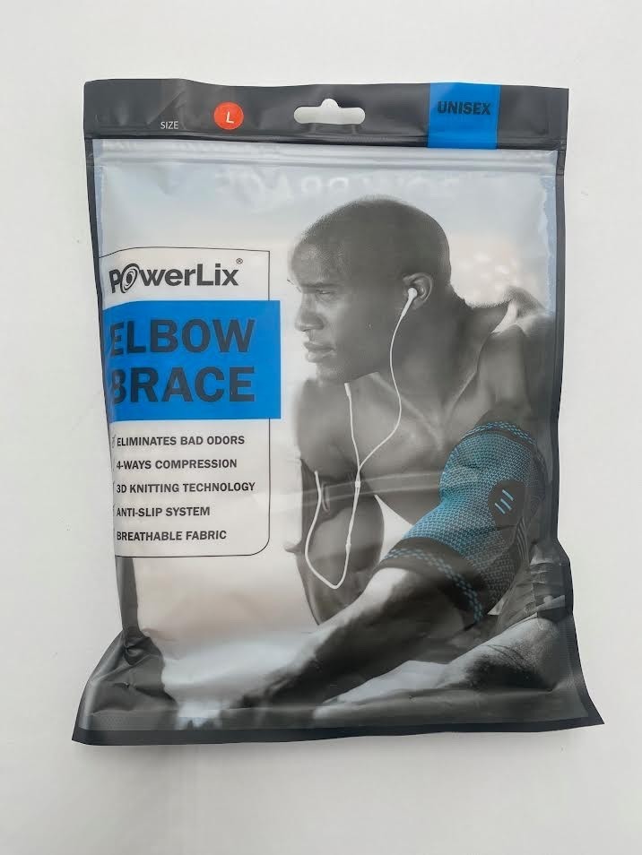 2 PowerLix Elbow Brace Compression Support Sleeve Pair Large Beige