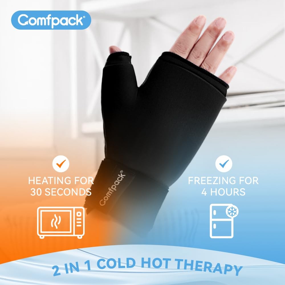 Hand Ice Pack Gloves for Arthritis, 2PCS Wearable Thumb Ice Pack Wrap, Hot Co…