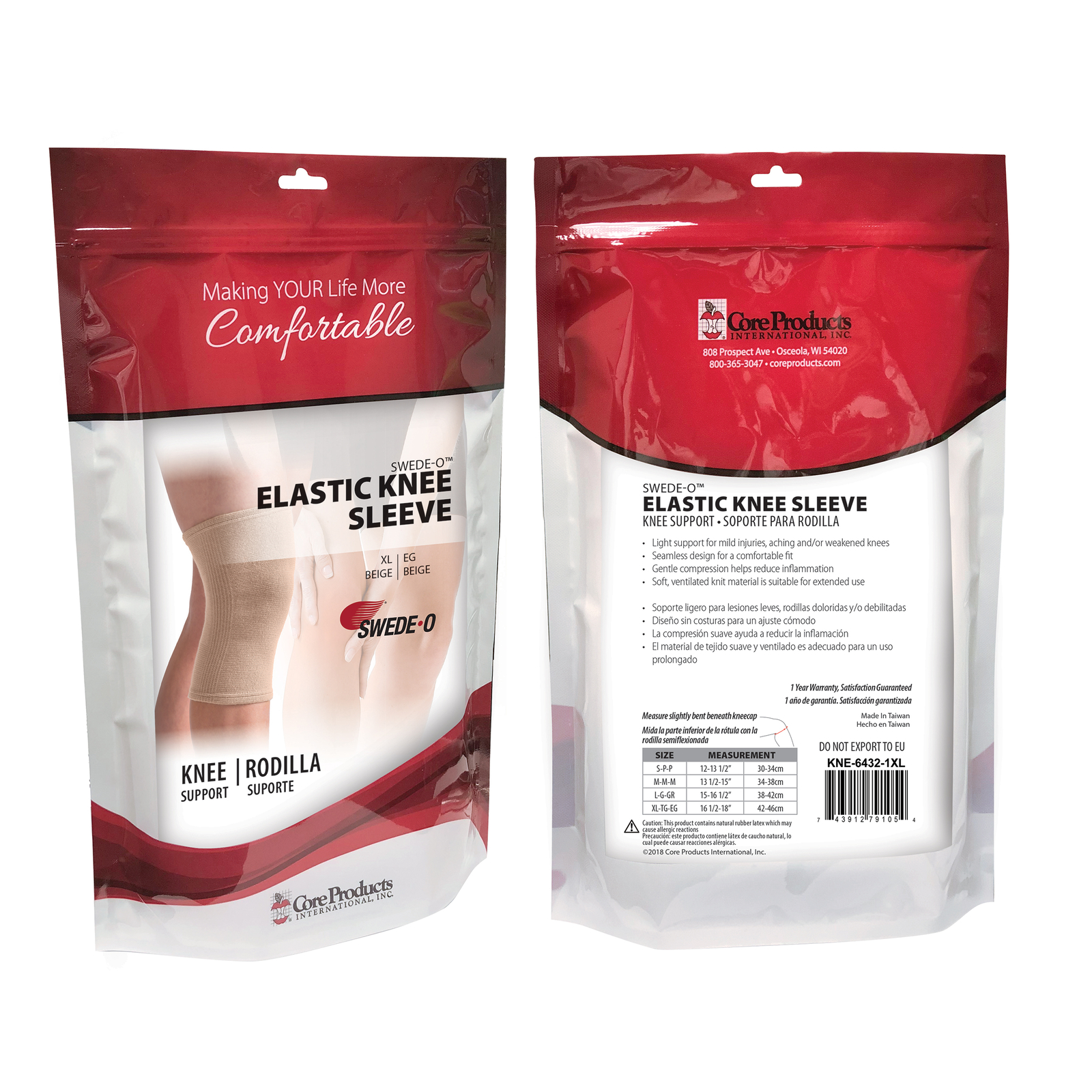 Swede-O Elastic Knee Sleeve Gentle Compression Helps Reduce Inflammation Pain