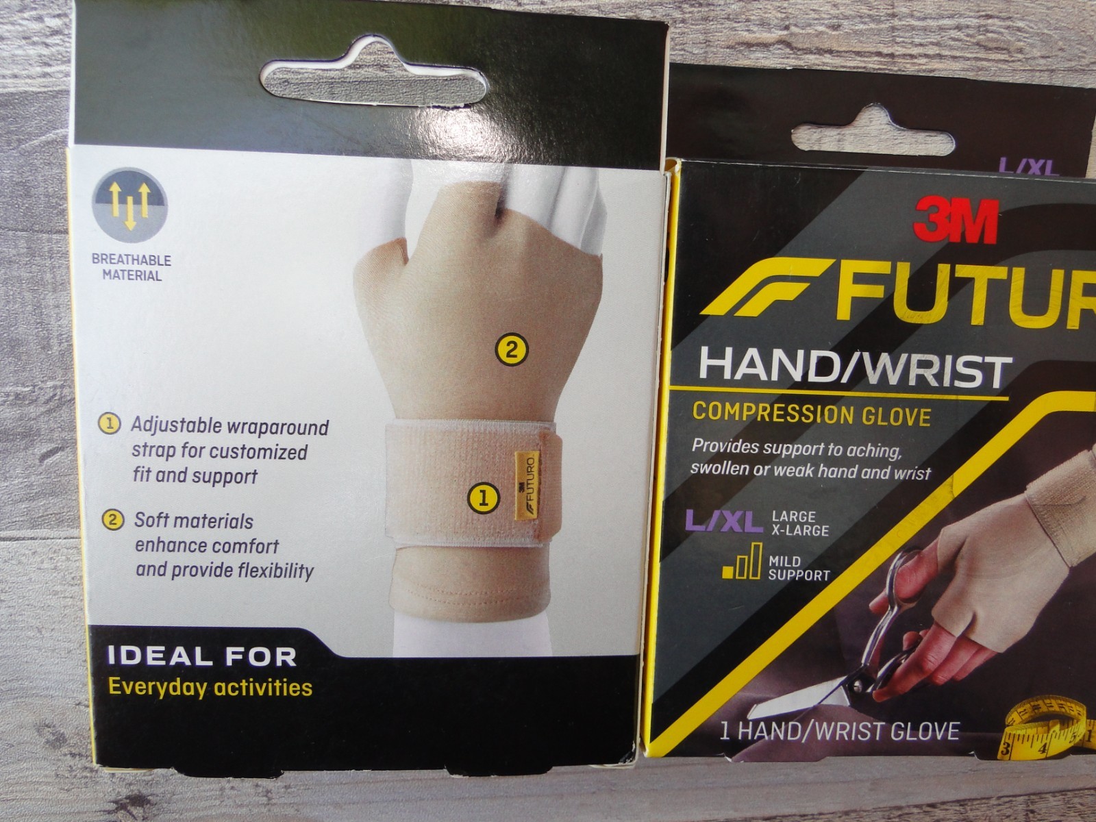 2 Futuro 3M Compression Glove Mild Support for Aching & Weak Hands & Wrists L/XL