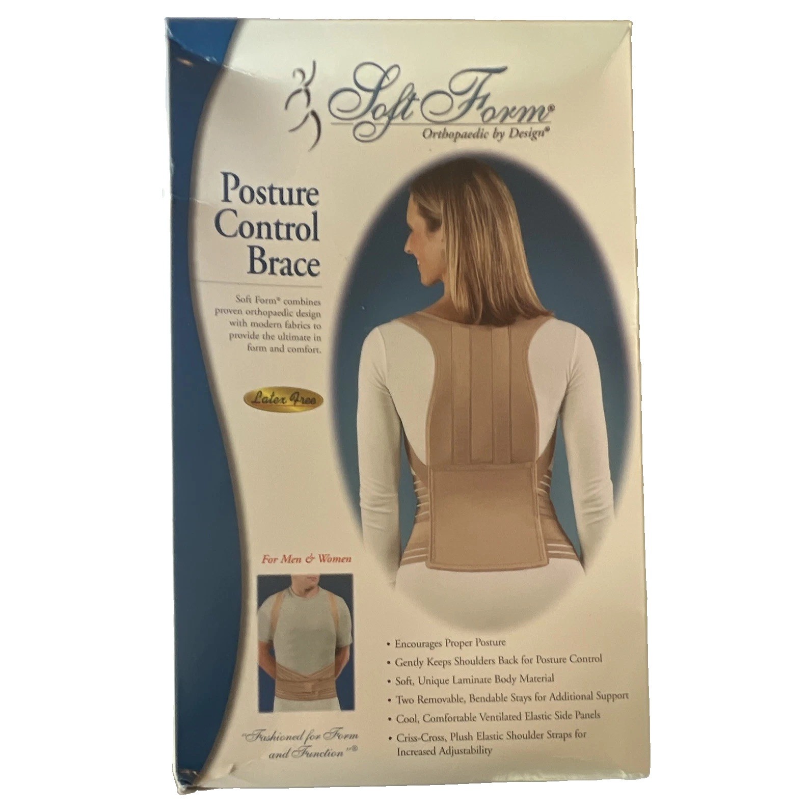 Soft Form Posture Corrector Brace XL Adjustable Beige Latex Free