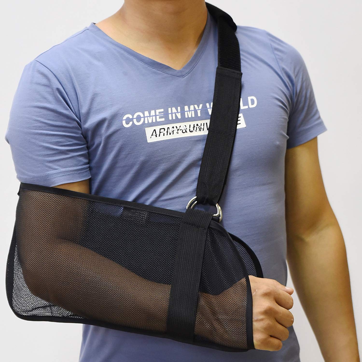 Black Breathable Mesh Arm Sling for Shower Adjustable for Rotator Cuff Injury