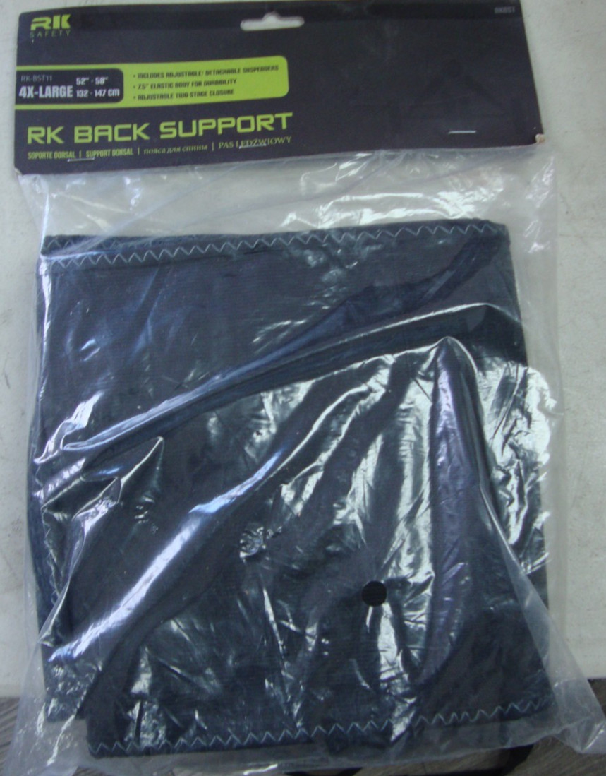 RK Safety Back Support Belt Brace RK-BST11 4XL 4X-Large Black Heavy Duty Work-BE