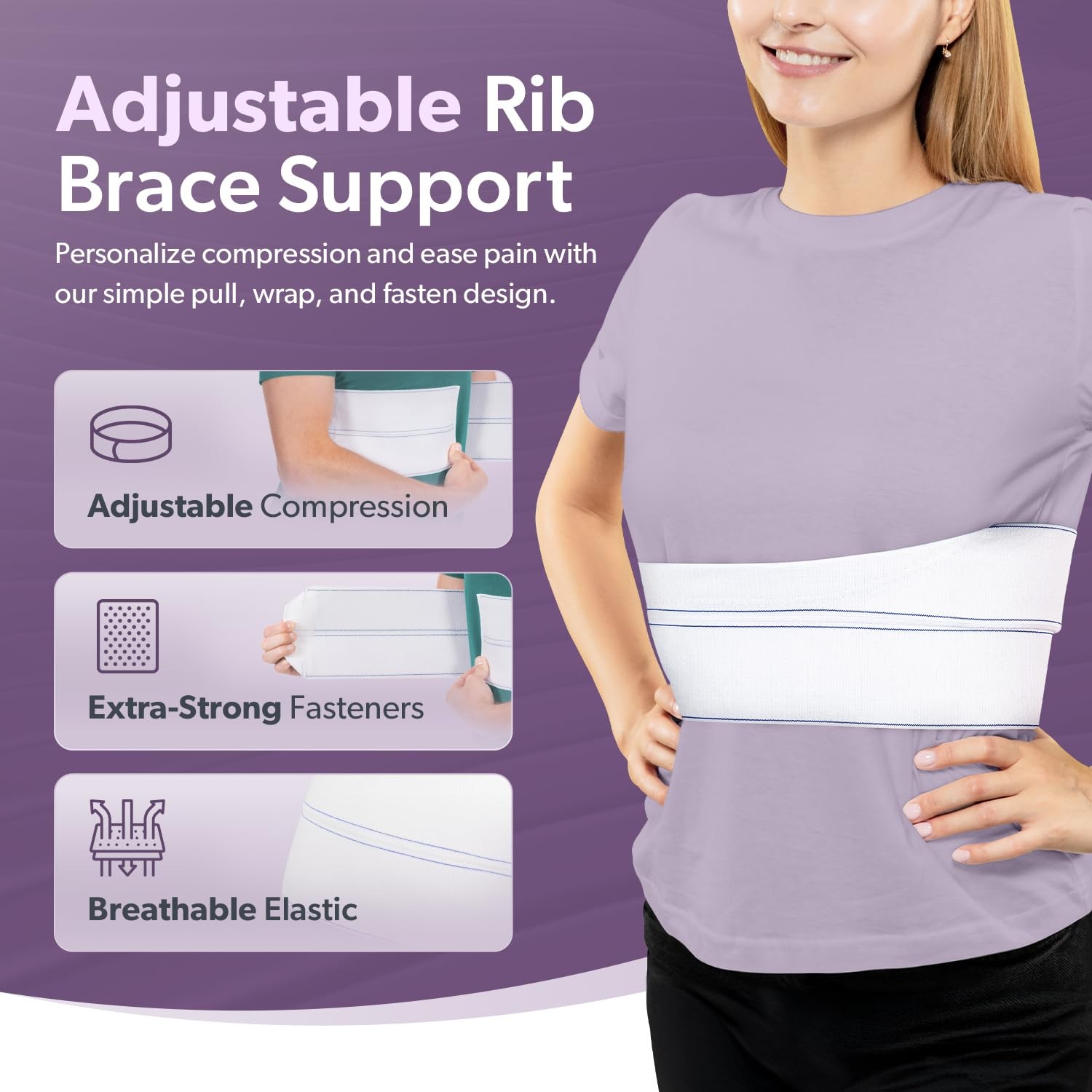 BraceAbility Broken Rib Brace for Men and Women – Universal Male, White