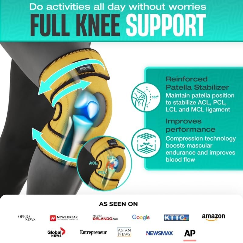 Modvel Advanced Knee Brace w/Side Stabilizers Patellar Pad L – XL Orange – NEW!