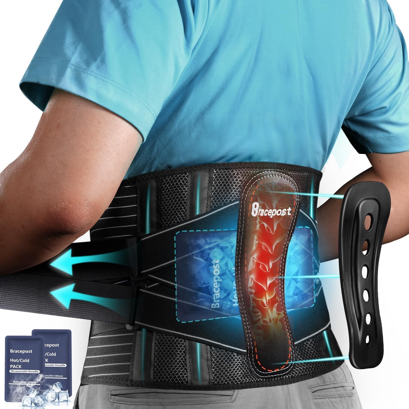 Back Brace for Lower Back Pain,Reusable Ice Pack for Injuries Lumbar Support …