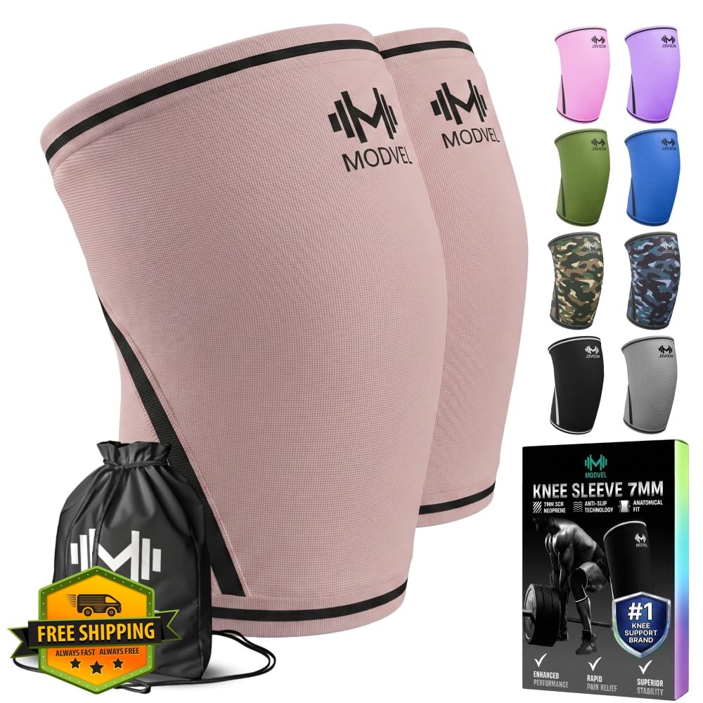 Modvel 7mm Knee Sleeves Large PEACH Pair