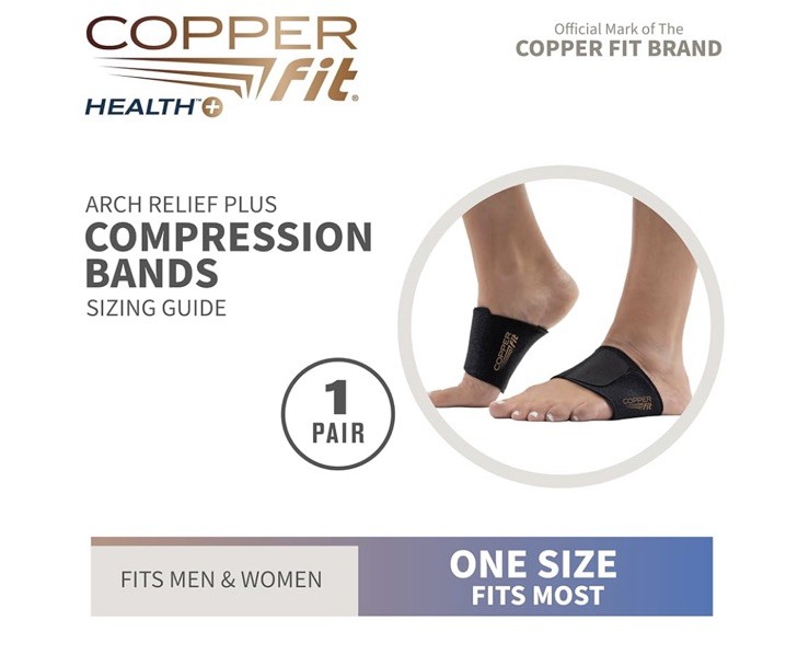 Copper Fit Health Unisex Arch Relief Plus with Built-In Orthotic Support – Black