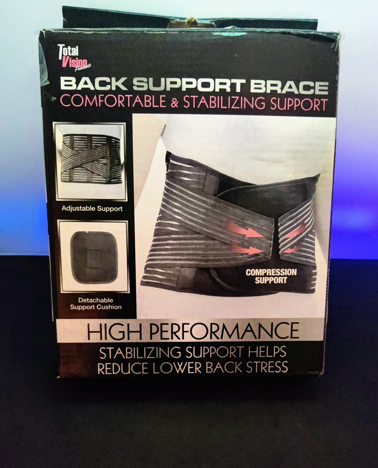 New Total Vision Products Back Support Brace Size S 34″- 37.5″ Open Box