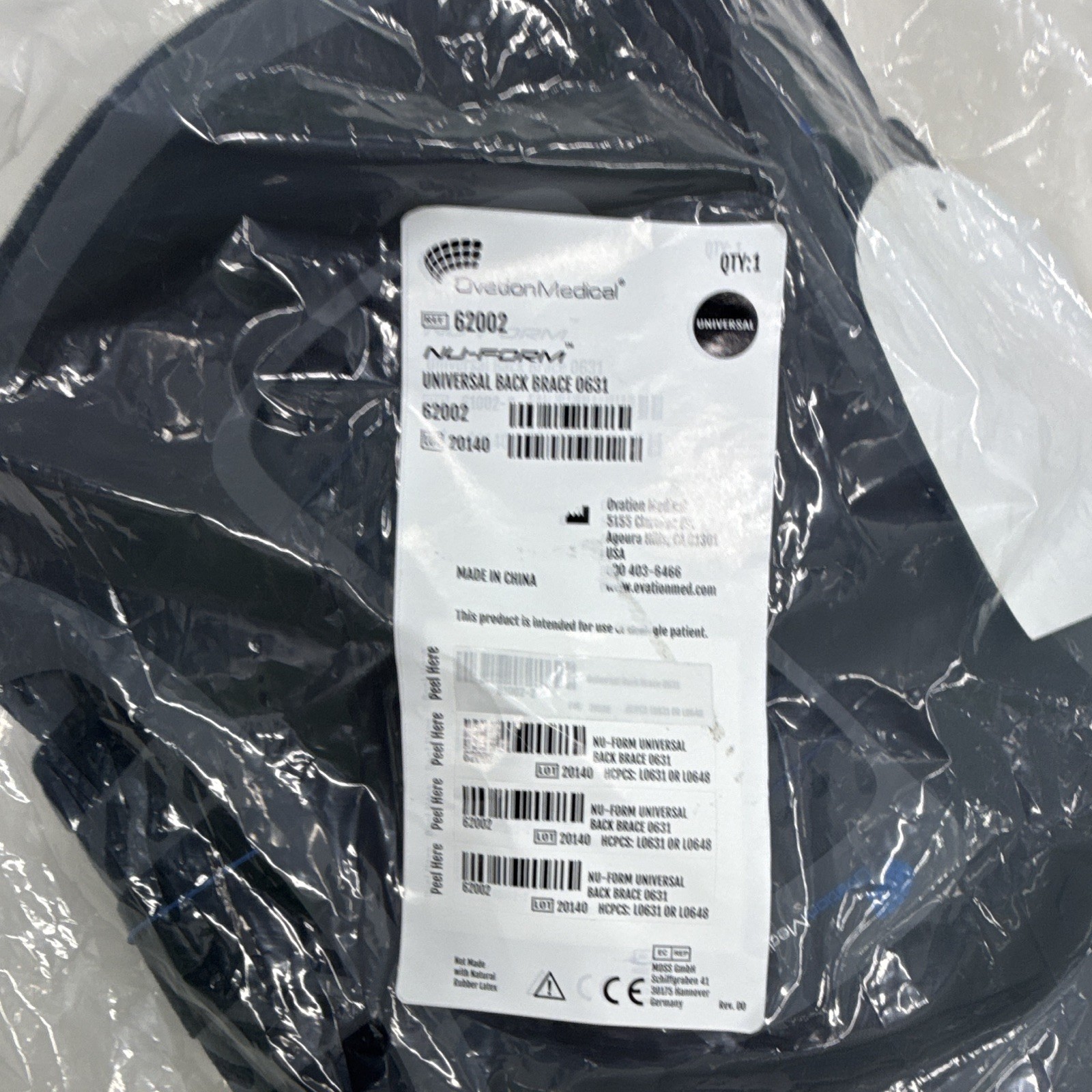 Ovation Medical Nu-Form Universal Adjustable Back Brace Black/Gray/Blue 62002