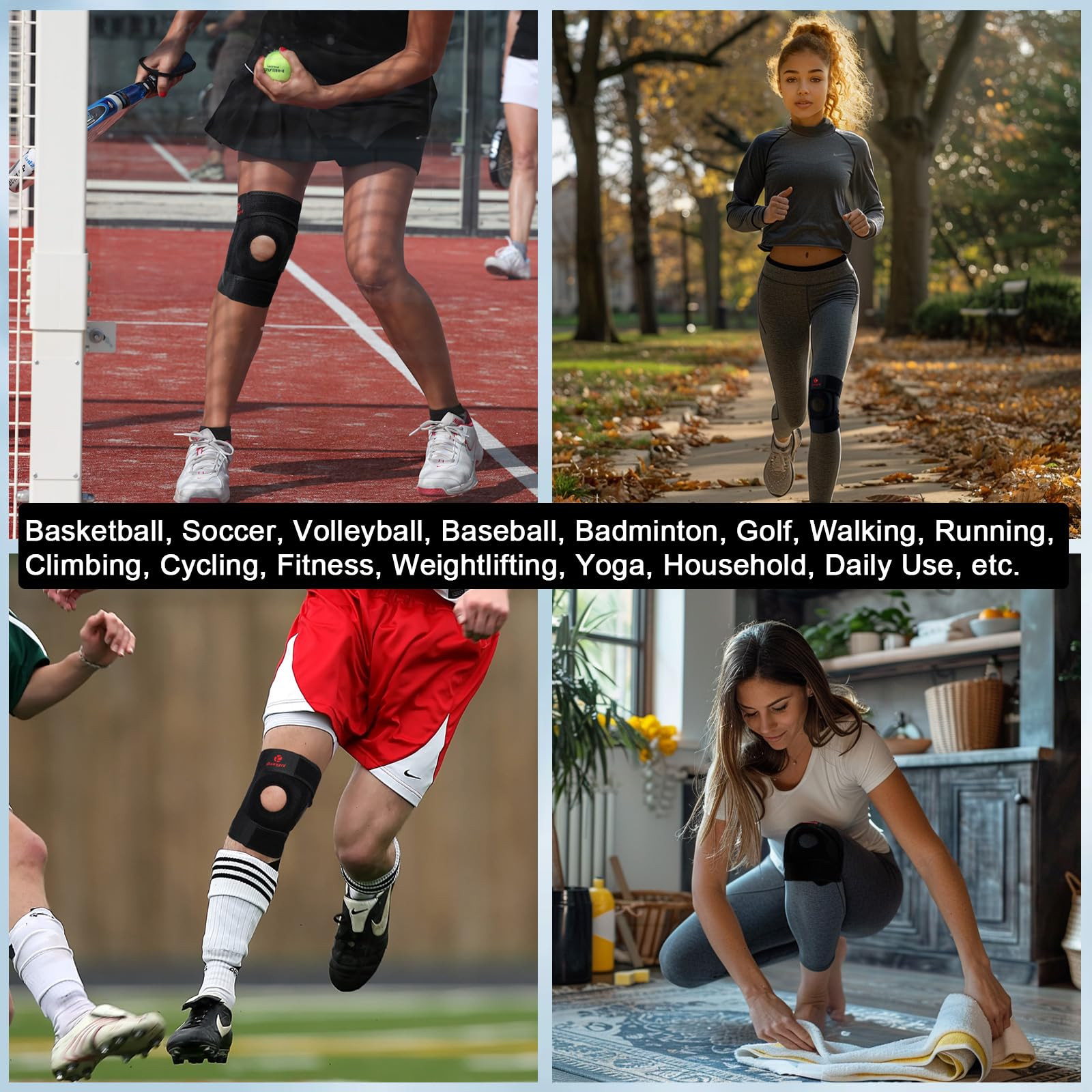 Knee Brace with Side Stabilizers & Patella Gel Pad,Adjustable Compression Kne…