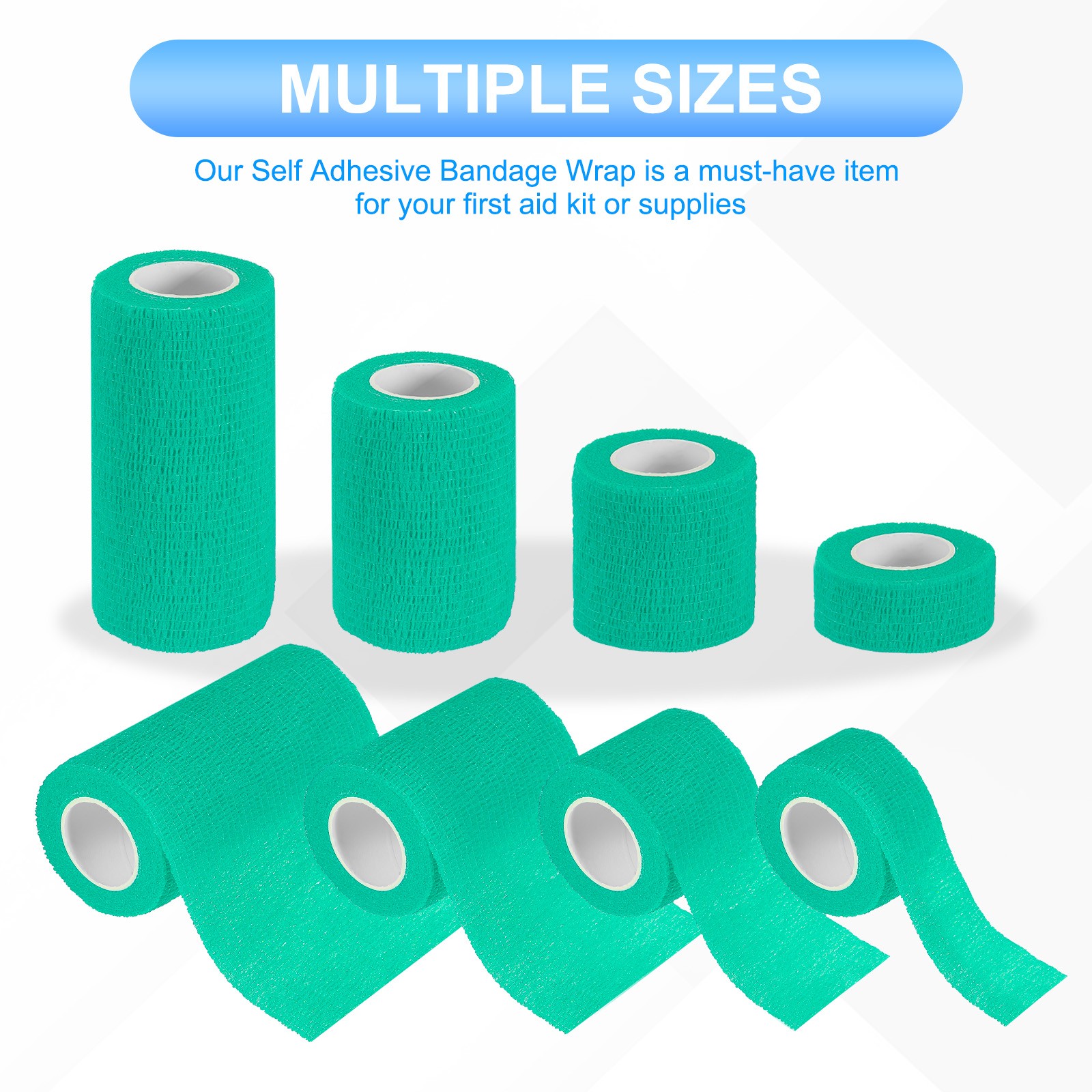 1″/2″/3″/4″ 4 Pcs 5 Yard Self Adhesive Bandage Wrap Self Tape Green