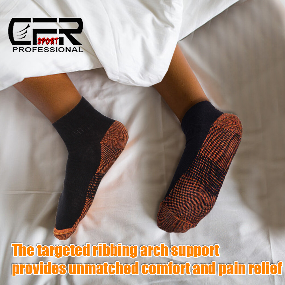 Copper Ankle Brace Support Compression Sleeve Socks Foot Fasciitis Relief Sports