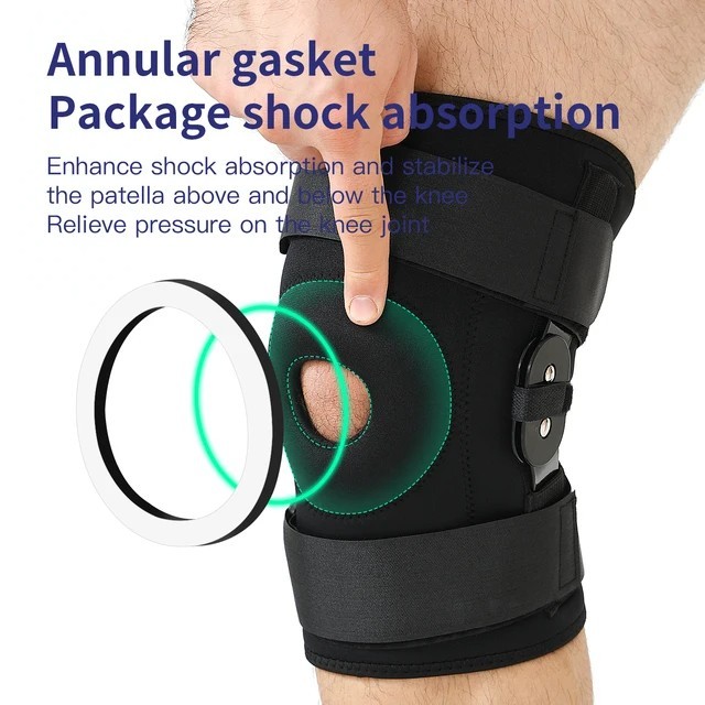 Hinged Knee Brace Compression Sleeve Joint Support Open Patella Stabilizer Wrap