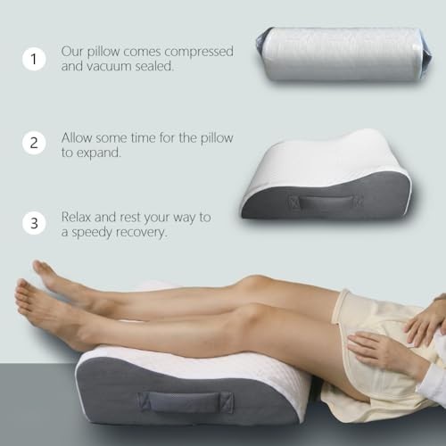 Leg Elevation Pillow – Memory Foam Knee/Ankle Support, Cooling Fabric, Post-Surg