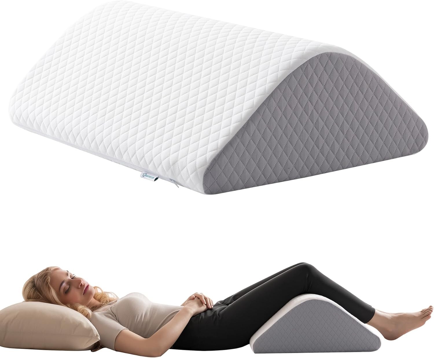 Knee Wedge Pillow for Back Pain Relief & Post Surgery, 8" Leg Elevation