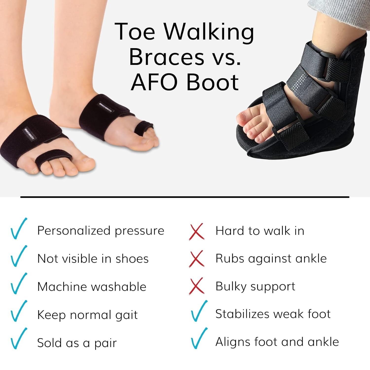BraceAbility Toe Walking Brace Item #11A05 (Sz S Small, Little Kids 10-12 US)