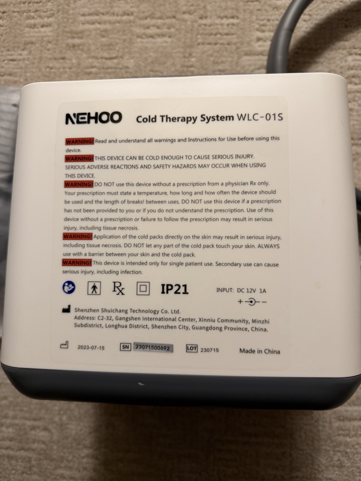 Nehoo WLC- 015 ice machine for shoulder after surgery