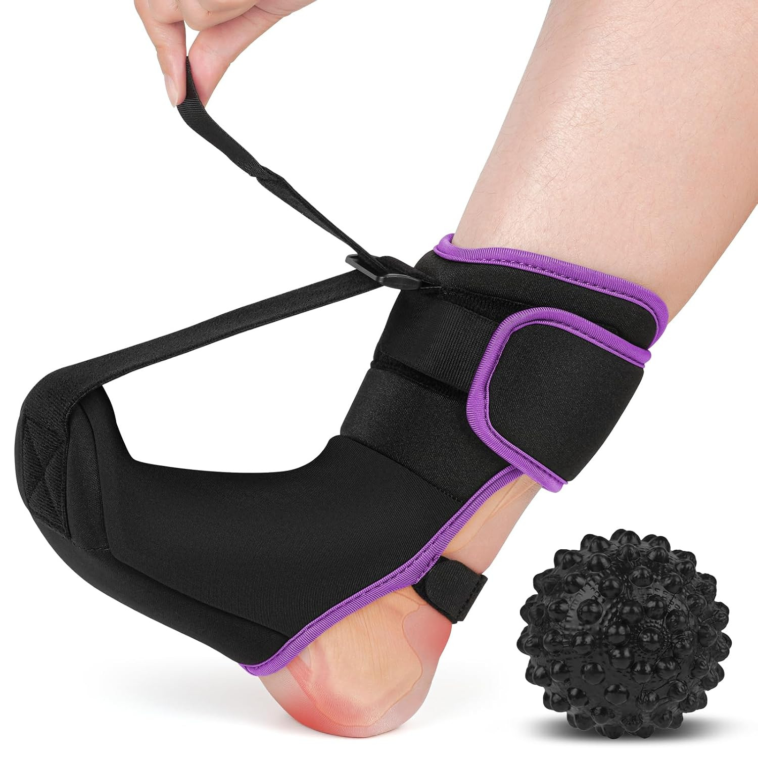 Plantar Fasciitis Night Splint Sock with Massage Ball for Tension Relief, Allevi