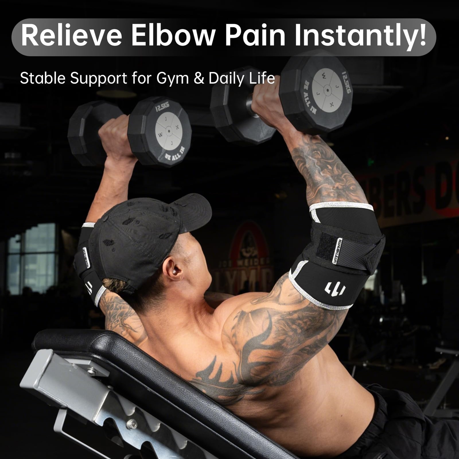 MANUEKLEAR Adjustable Compression Elbow Wraps for Weightlifting(1 Pair), Elbo…