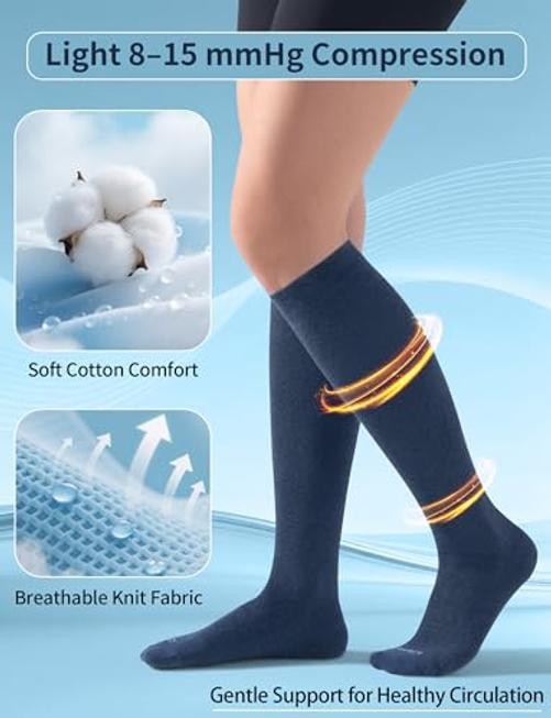 Light Compression Cotton Socks 8-15 mmHg for Medium-Large 3 Pairs – Polka Dots