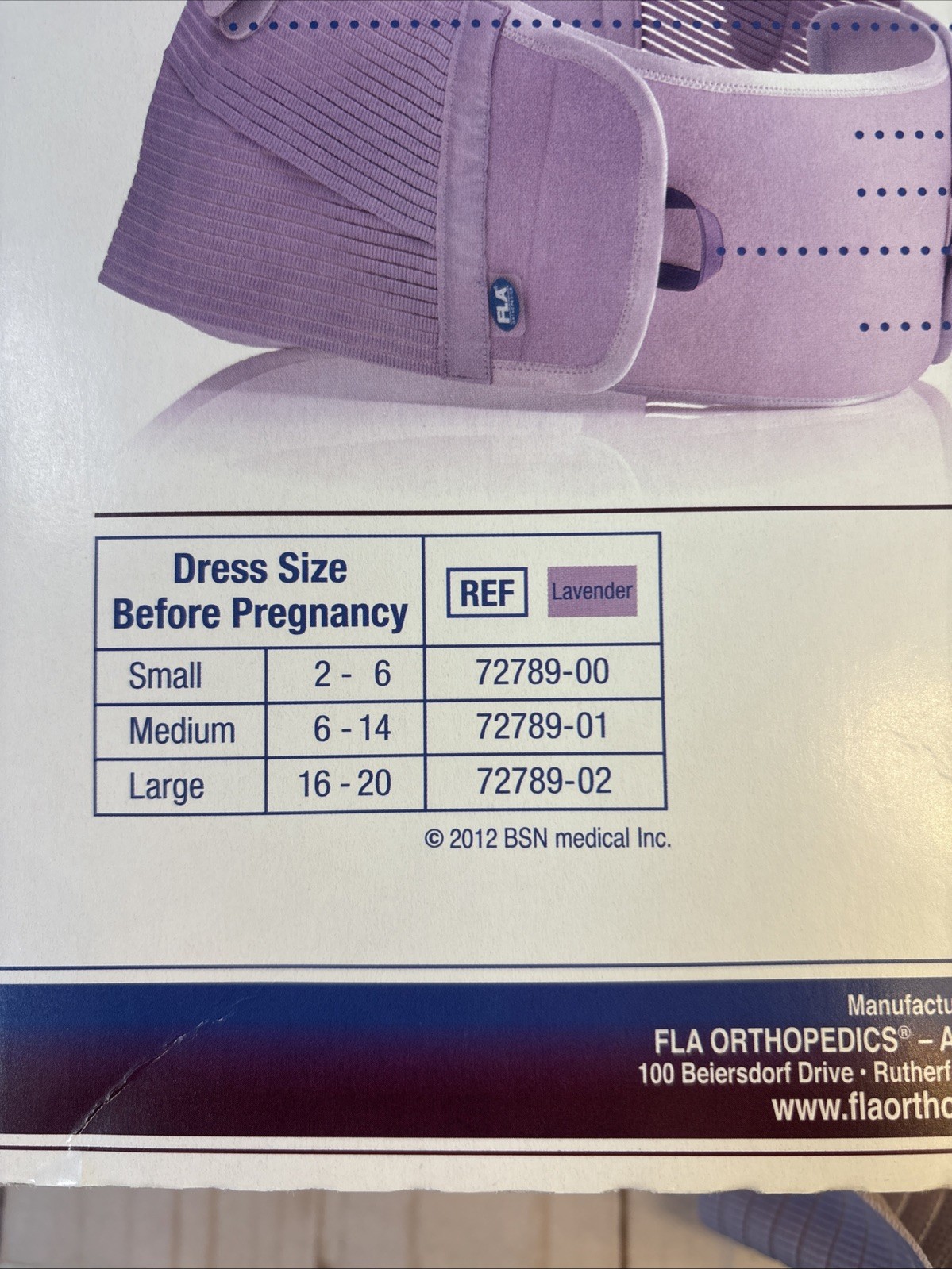 FLA Medium Pro-Lite Deluxe Maternity Support Belt Lavender