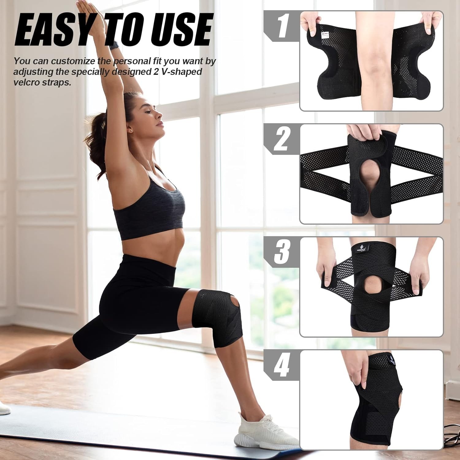 Ultra-Soft Knee Support Brace with Side Stabilizers – Pain Relief in Sports