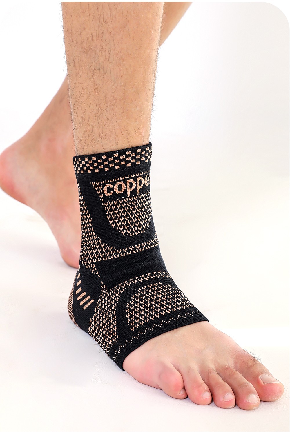 2Pcs Adjustable Copper Infused Ankle Support Compression Sleeve for Sports