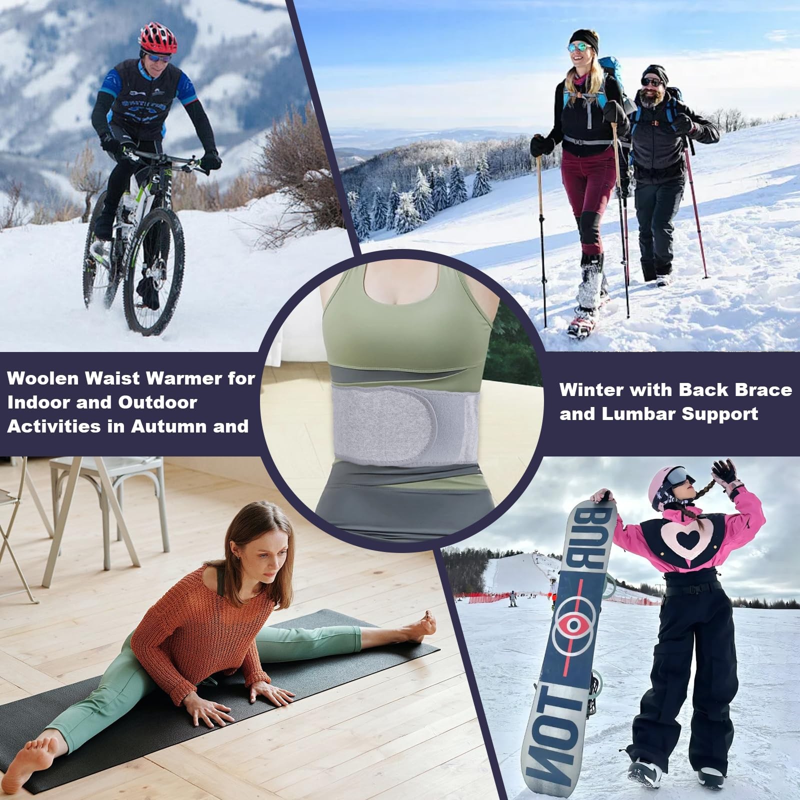 Wool Waist Warmer, Elastic Lumbar with Adjustable Hook-and-Loop Fastener for …