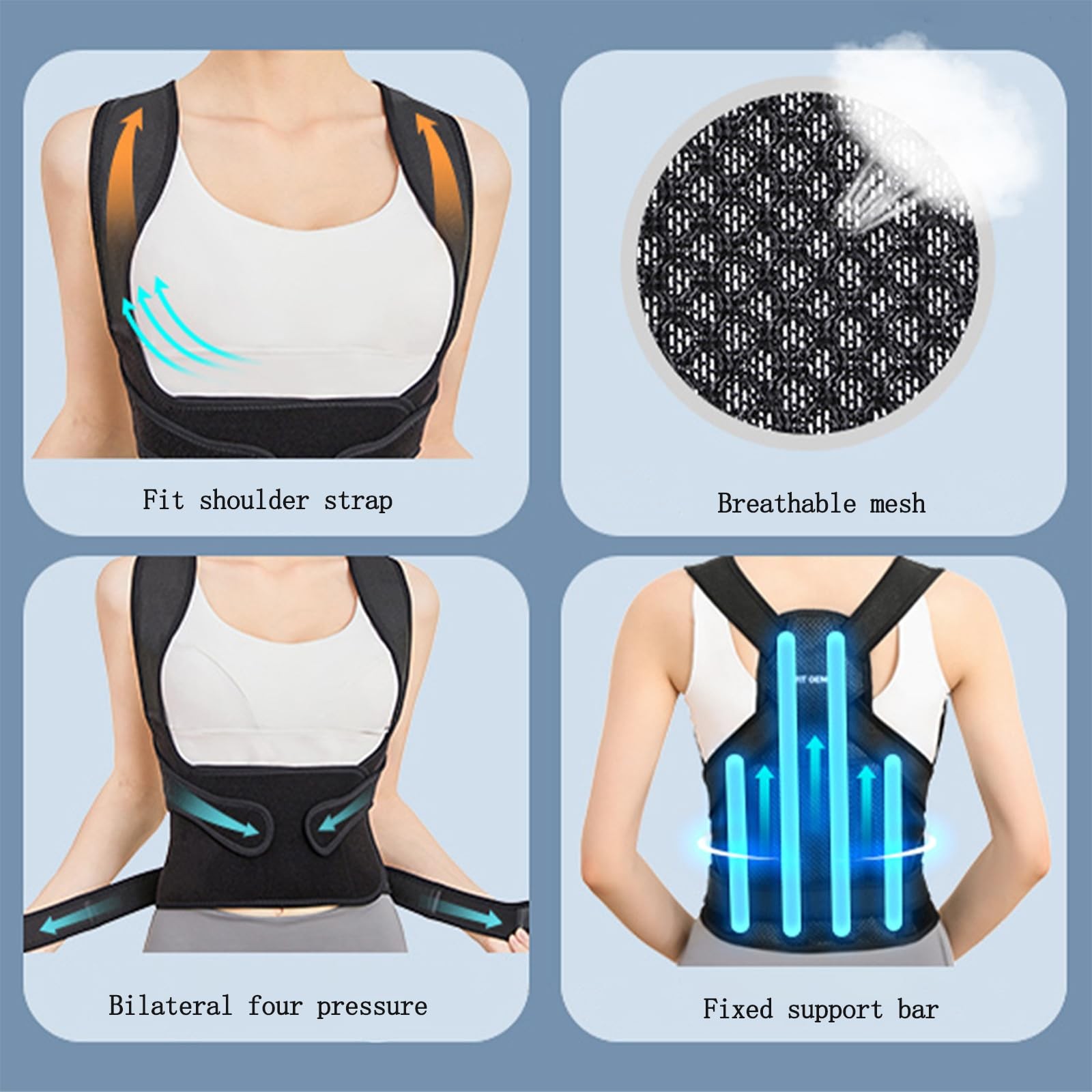 LAOGUATON Posture Corrector Back Support Brace, Adjustable Shoulder L, BLACK