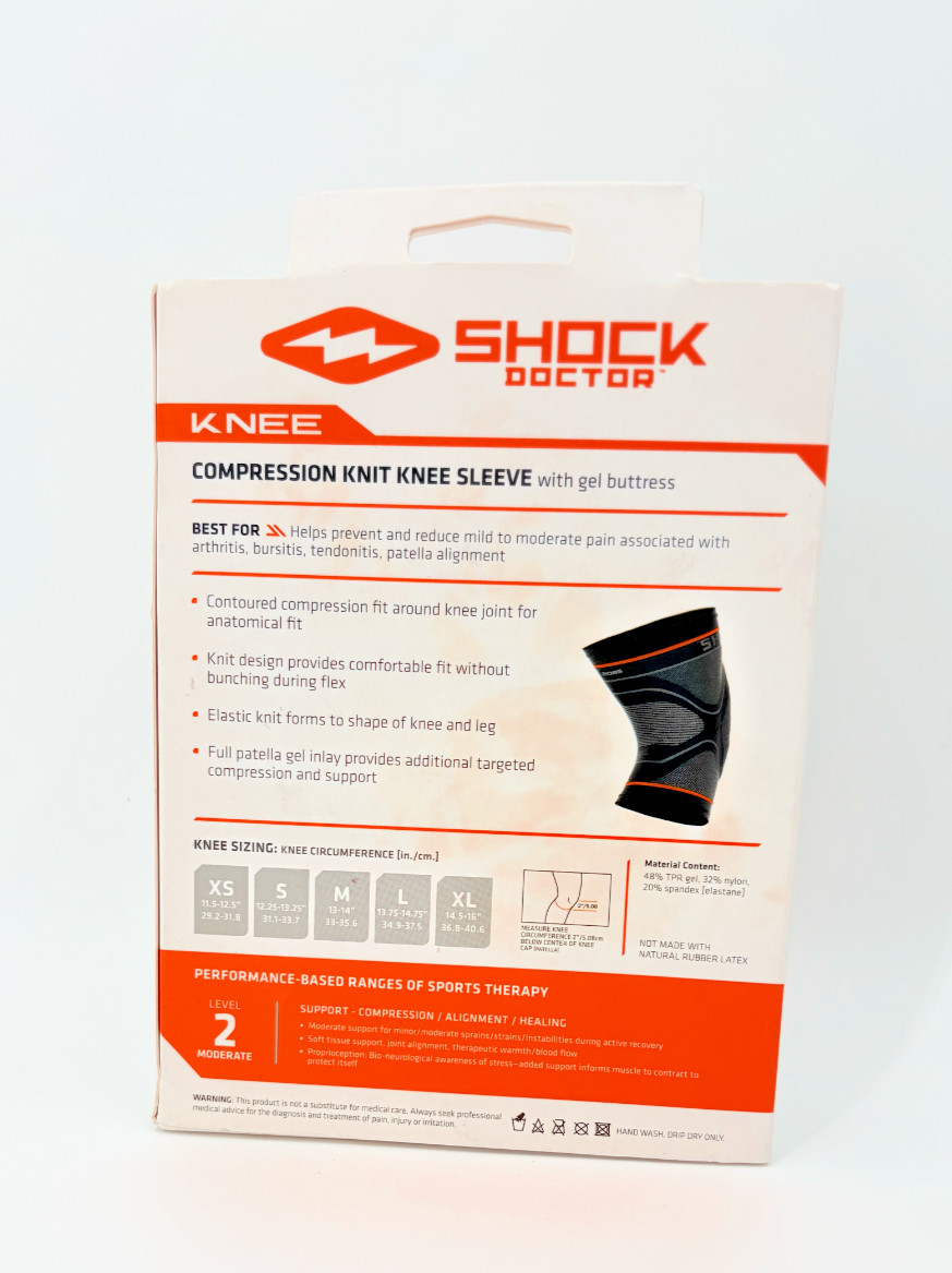 Shock Doctor Knee Compression Sleeve with Gel Buttress Size Small-New
