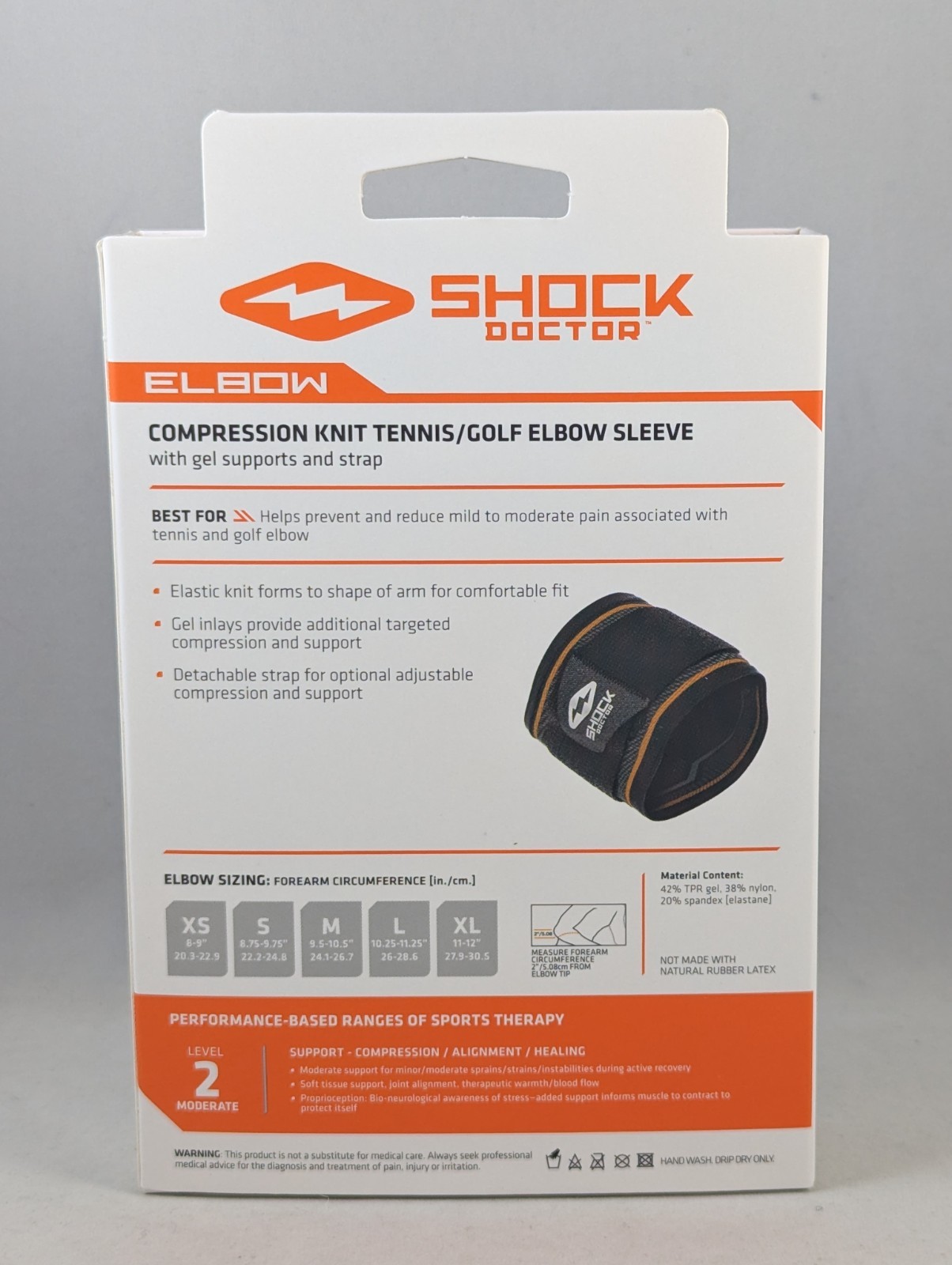 Shock Doctor Compression Tennis / Golf Elbow Support Sleeve Large
