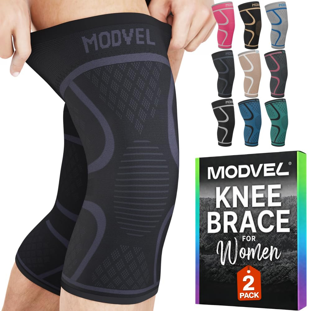 Modvel 2 Pack Knee Brace for Women – Knee Support for Walking, Knee Compression