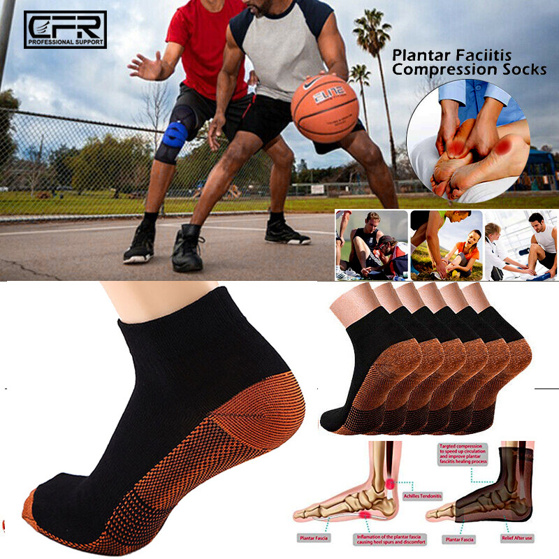 US Copper Compression Socks Arch Ankle Sport Support Plantar Fasciitis Men Women