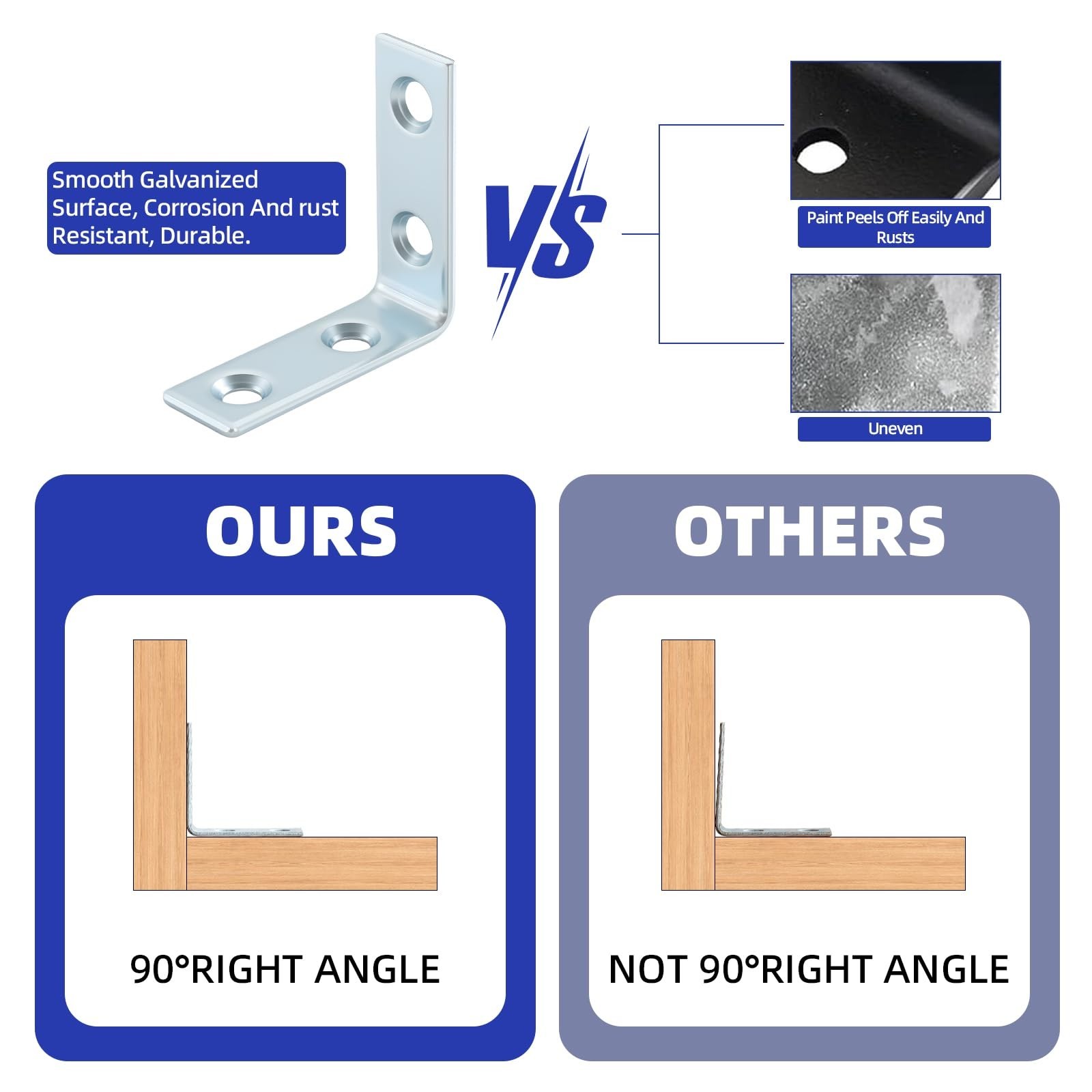 40 Pack L Bracket Corner Braces – 1.5″ Steel Right Angle Brackets for Wood Shelv