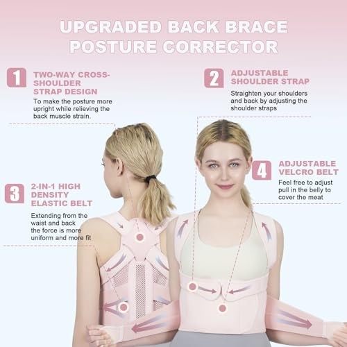 Adjustable Posture Corrector Back Brace for Pain Relief, Upper Lower Back Suppor