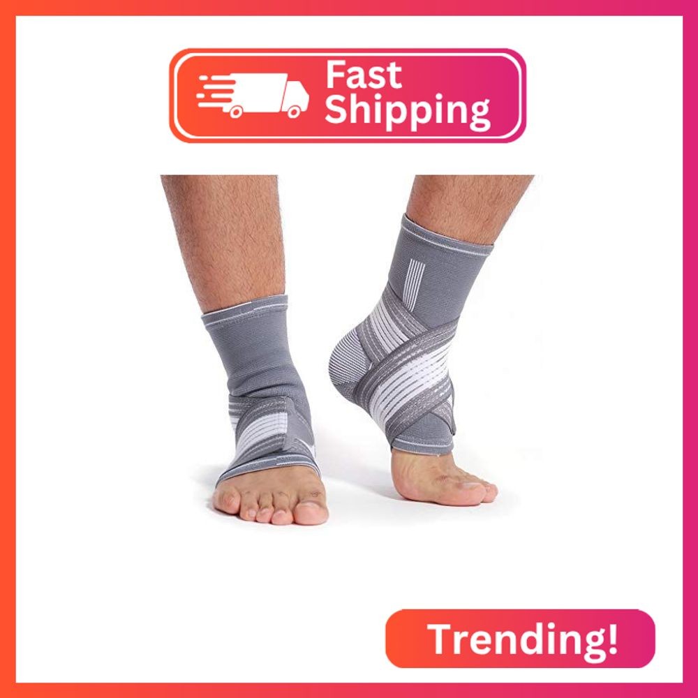 NeoTech Care Adjustable Ankle Support Brace (Gray, Size XL, 1 Pair)
