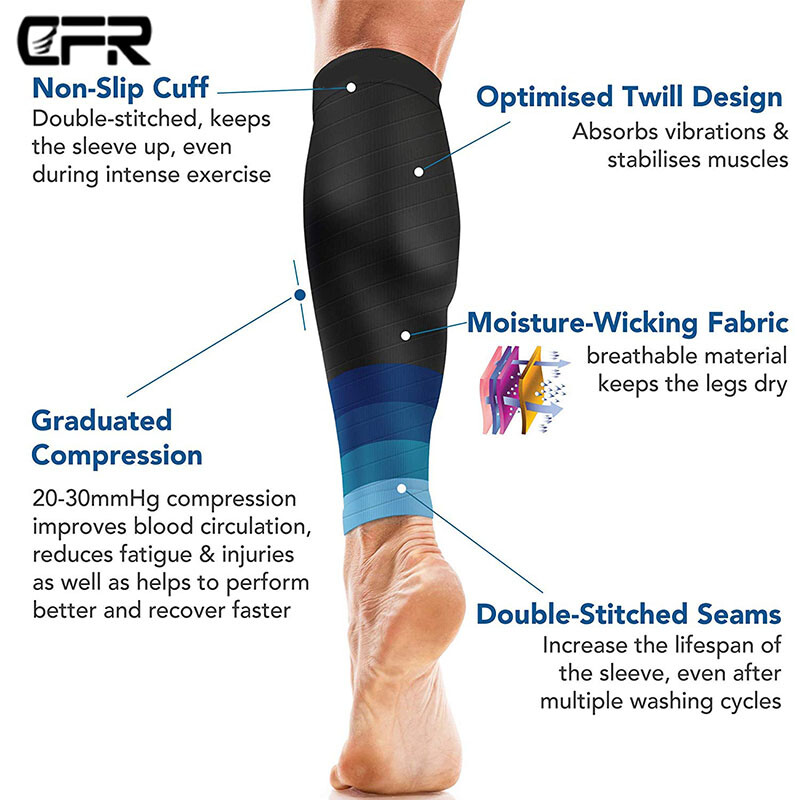 Pair Men Women Compression Socks Calf Sleeve Leg Support Brace 15-20mmHg Running