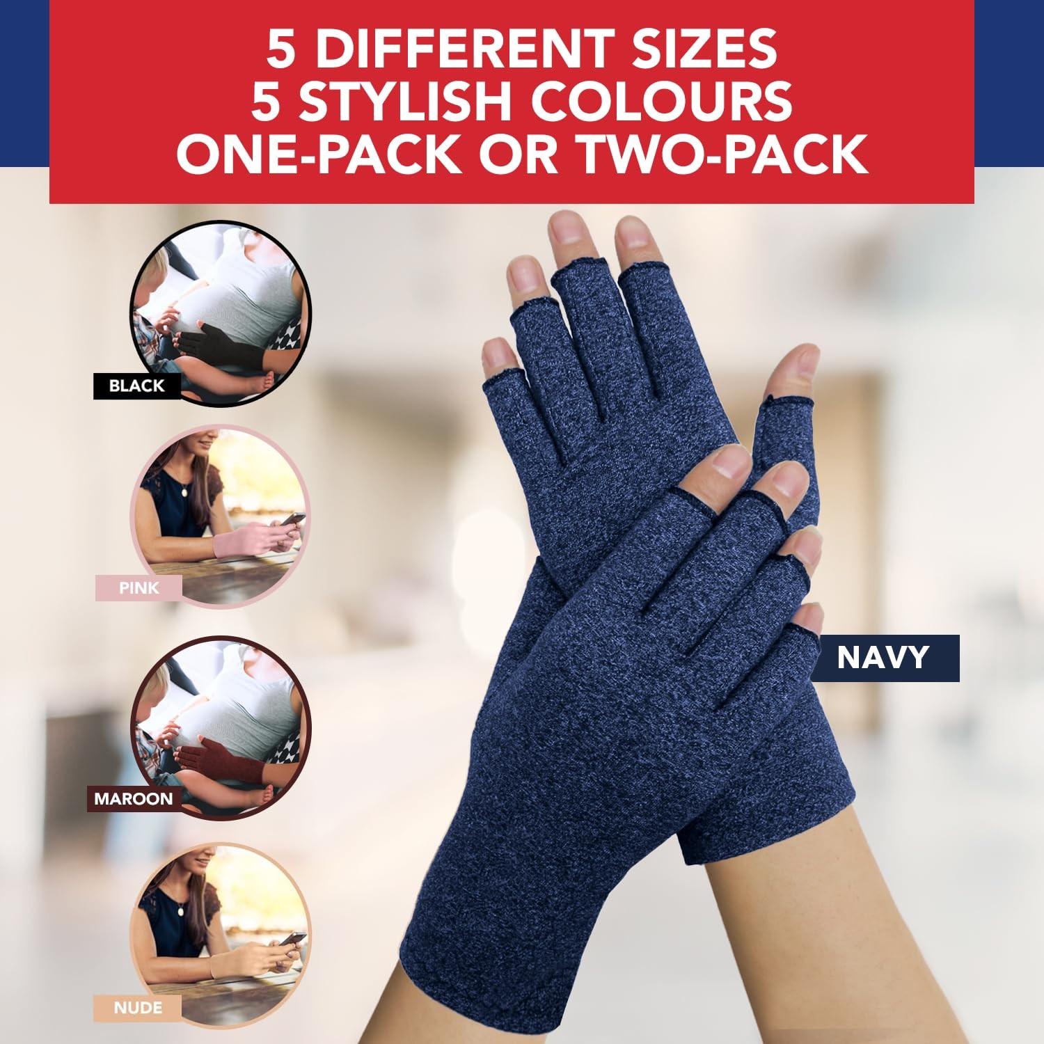 Dr. Arthritis Compression Gloves Small Navy