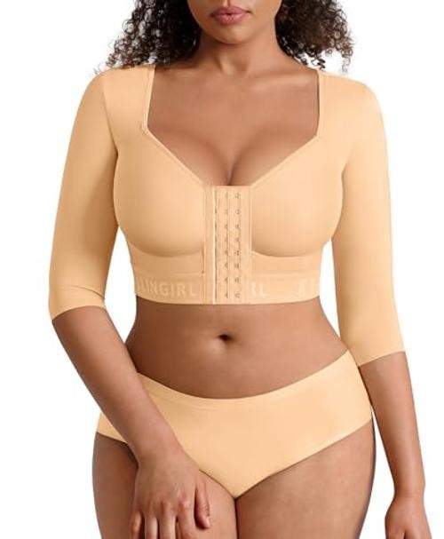 Arm Compression Sleeve Women Post Surgery Arm Shaper Bra | Medium Saddle Brown
