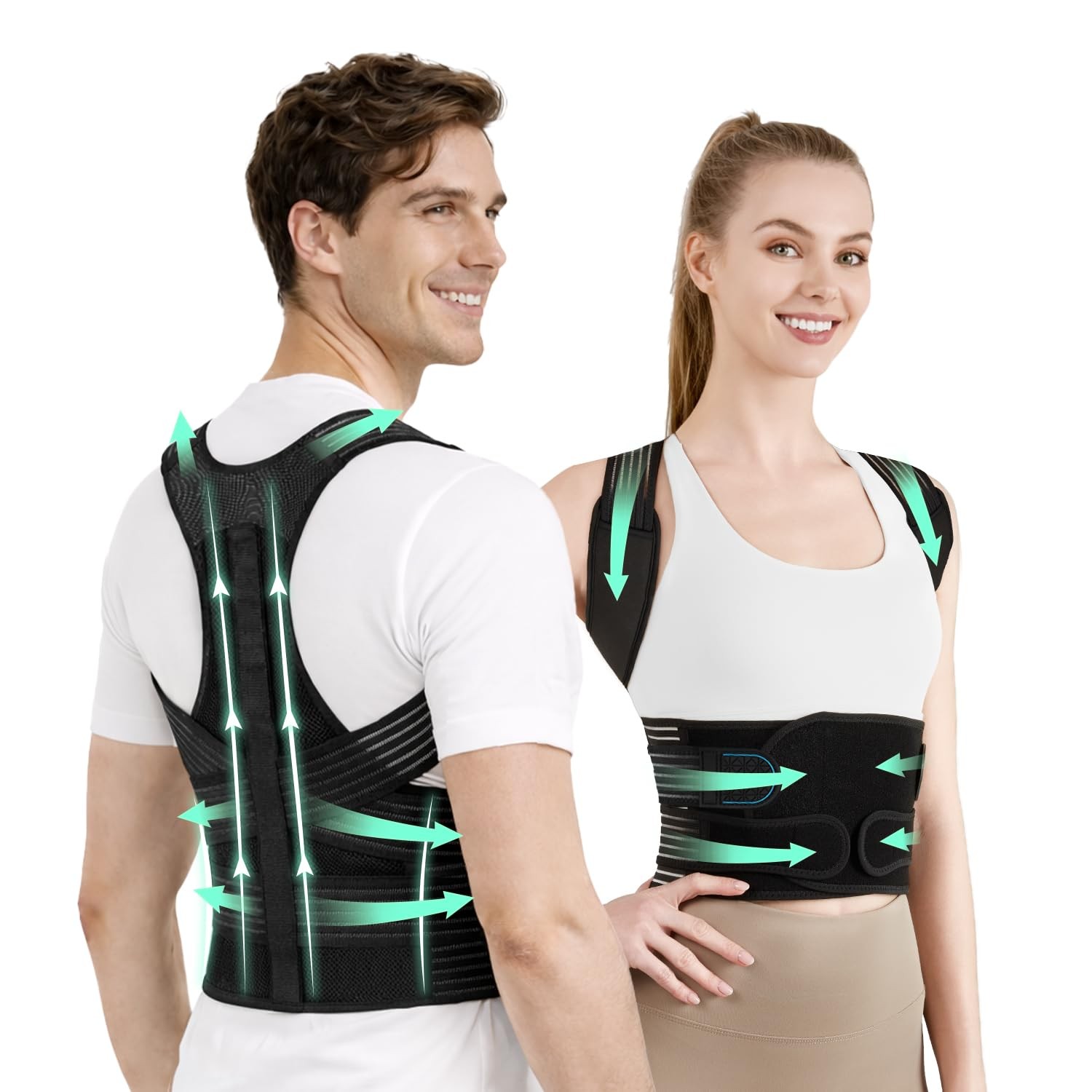 Back Brace Posture Corrector for Women and Men, 4-Point Back Support System f…