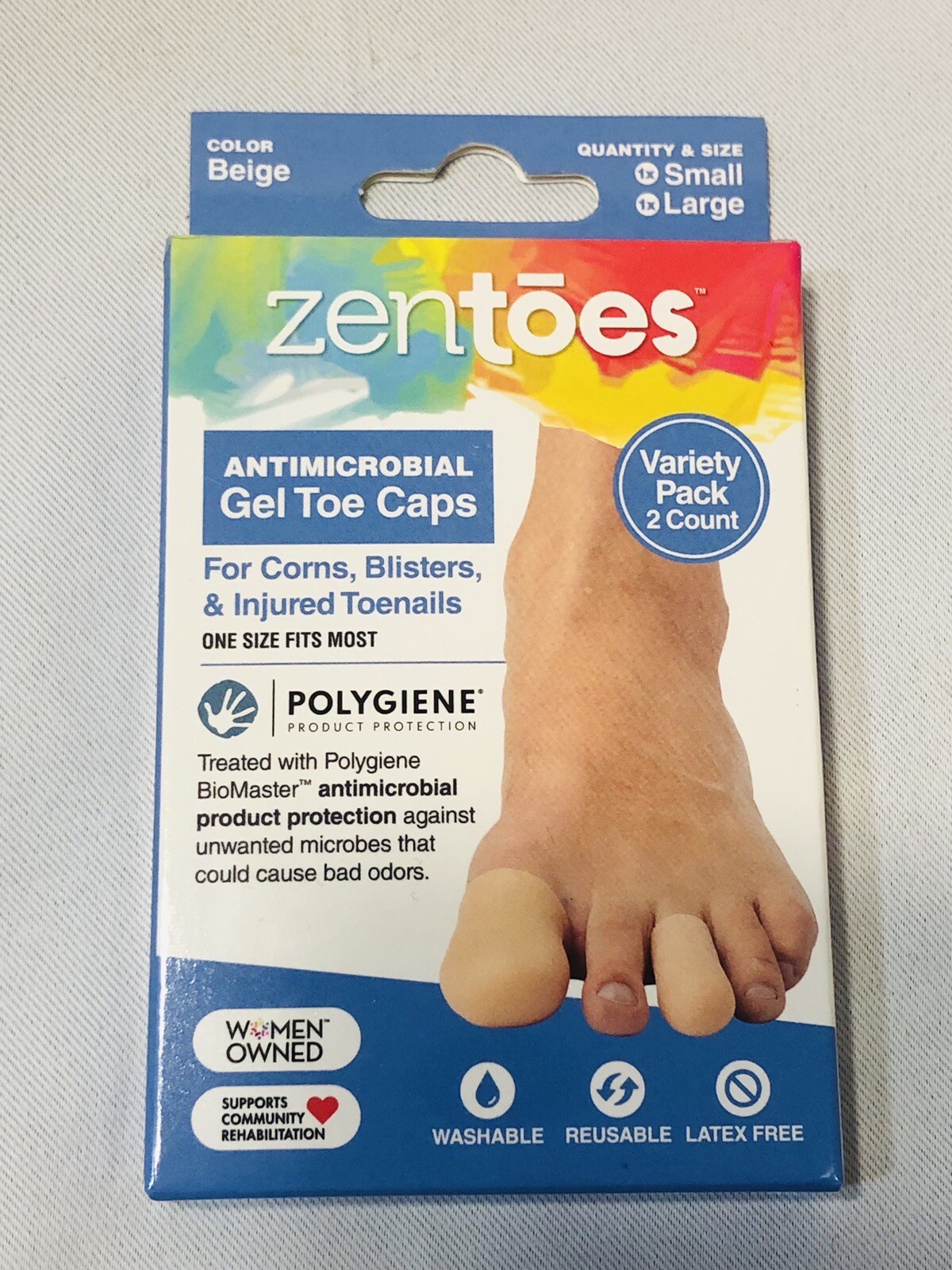 ZenToes Gel Toe Caps Variety Pack 2 Protectors Corns Ingrown Toe Nails Callus